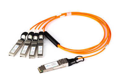 Chine 3.3v 140g Qsfp+ dirigent le câble d'attache vers le câble à fibres optiques actif Om3 100m de 4 SFP Aoc fournisseur
